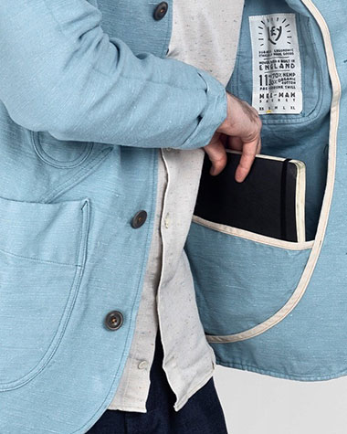 Ley Clothing: Blue jacket with Courtney & Co. Grey 001 Cornbury 965 buttons